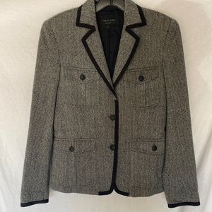 Rag & Bone New York Houndstooth Wool Blazer in black/gray